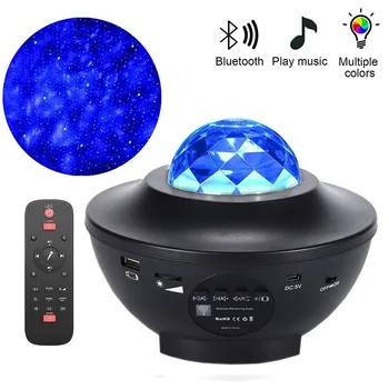 LED Star Projektor Nočné Svetlo Galaxy, Hviezdna Noc Lampa Oceánu Vlny Projektor S Hudbou Bluetooth Reproduktor Diaľkové Ovládanie Pre Dieťa