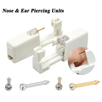 Jednorazové Nose Piercing Jednotiek CZ Kryštálmi Stud Nose Krúžok v Uchu Helix Stud Piercing Zbraň Auta Nástroje Piercing Šperkov