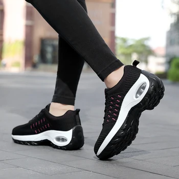 Damyuan Bytov Topánky Ženy Mäkké Zapatos De Mujer Bežné Priedušná Mokasíny Dámy Vzduchovom Vankúši Čierne Tenisky Žena Platforma