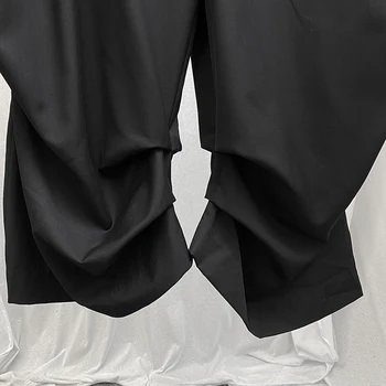 [EAM] Vysoký Pás Čierne Kockované Voľný čas Dlho Hárem Nohavice Nové Loose Fit, Nohavice Ženy Móda Príliv Jar Jeseň 2021 1DD0370