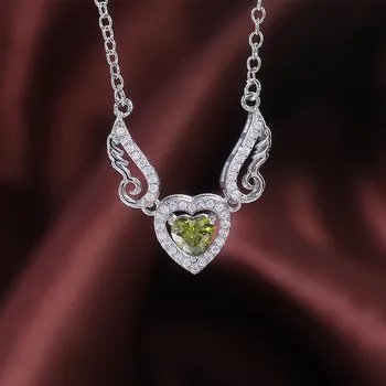 JoiasHome 925 strieborný prívesok náhrdelník wth srdce tvar drahé kamene zafír pre kúzlo ženy zelená modrá fialová farba strana darček