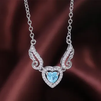 JoiasHome 925 strieborný prívesok náhrdelník wth srdce tvar drahé kamene zafír pre kúzlo ženy zelená modrá fialová farba strana darček