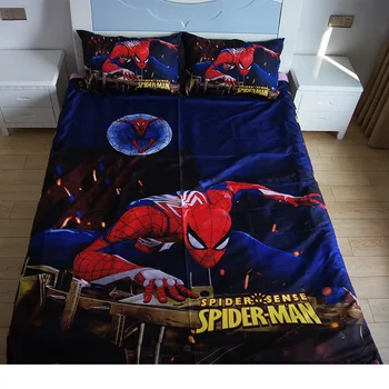 Marvel Spiderman Avengers Hrdinovia Vzor Obliečky List s Volánikmi obliečka na Vankúš Cartoon Flatsheet Deti Chlapcov posteľná bielizeň Sady