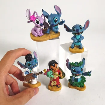 Cartoon Lilo & Stitch Anjel Mini PVC Obrázok Zberateľskú Model Hračky 6pcs/set