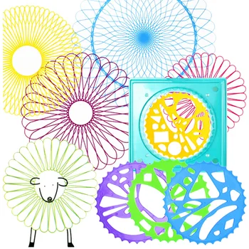 Spirograph nastaviť Čerpať Špirála Vzory Spriahnuté Gears & Kolesá 5 ks s pero,Kreatívne farby hračky Pre Dospelých a Deti kreslenie hračka