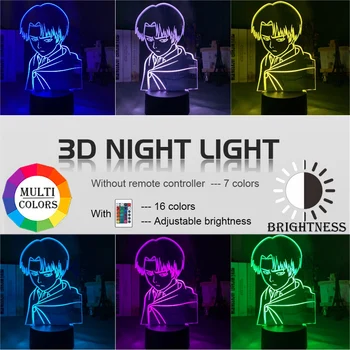 Kapitán Levi Ackermana Obrázok Led Nočné Svetlo pre Deti Detská Spálňa Decor Nočného Farebné Stolové Lampy Útok na Titan Darček