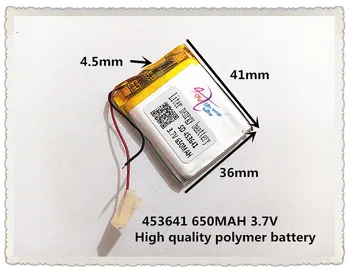 3.7 V,650mAH,[453641] PLIB; polymer lithium ion / Li-ion batéria pre dvr,GPS,mp3,mp4,mobilný telefón,reproduktor