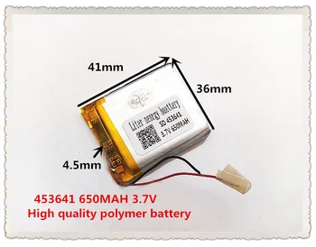 3.7 V,650mAH,[453641] PLIB; polymer lithium ion / Li-ion batéria pre dvr,GPS,mp3,mp4,mobilný telefón,reproduktor