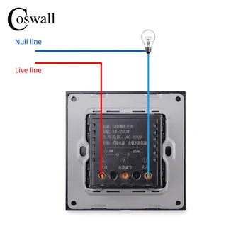 COSWALL Stmievač Regulátor Pre Stmievateľné LED Lampy / Žiarovky Sklenený Panel na Stenu Spínač svetiel 3~200W Jasu Nastaviteľné