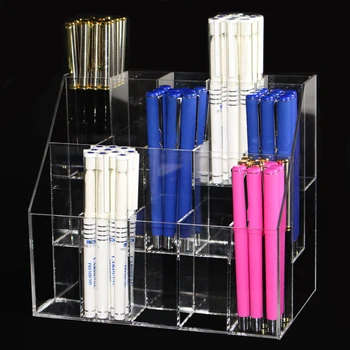 Nový Priehľadný Akrylový Make-Up Organizátor Rúž Držiteľ Prípade Obočie Ceruzka Rack Kozmetické Štetce Vložiť Mriežky Ploche Úložný Box