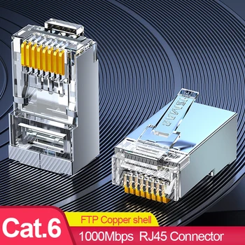 SAMZHE Cat6 Konektor RJ45 8P8C Modular Lan Kábel Vedúci Plug 50Pcs/30Pcs/100Psc Cat 6 Krimpovacie Siete RJ 45 Konektor pre Ethernet