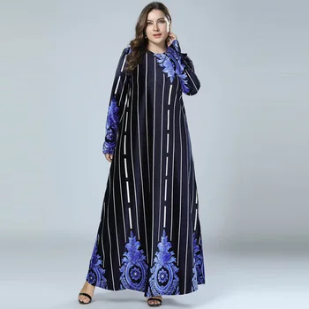 Nové Zimné Tlače Velúrové Abaya Moslimské Oblečenie arabčina Abayas Dlhý Rukáv Pakistanskej Dubaj Islamskej Teplé Šaty Plus veľkosť