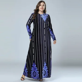 Nové Zimné Tlače Velúrové Abaya Moslimské Oblečenie arabčina Abayas Dlhý Rukáv Pakistanskej Dubaj Islamskej Teplé Šaty Plus veľkosť