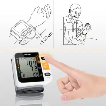 Sfigmo pulsometer Automatický Digitálny LCD Displej Zápästie Krvný Tlak Monitor Srdcového Rytmu Hodnotiť Pulz Meter Tonometer