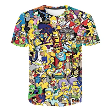 Simpson · móda Animácie, 3D digitálna tlač O-krku krátky rukáv T-shirt Muž Chlapci Bežné Harajuku Cartoon pánske oblečenie