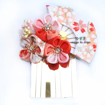 Horúce Kvet Handričkou Headdress Japonské Kimono Príslušenstvo Vlásenky Klasické Svadobné Headwwear Sakura Hairwear Vlasy Žien Headdress