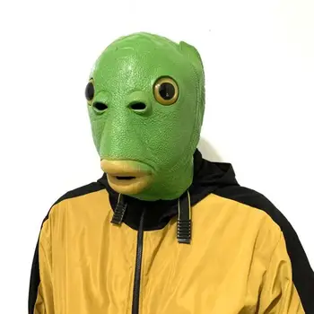 Móda Zelená Rybie Hlavy, Pokrývky Hlavy Strašidelné Masky Na Halloween Party Kostým Maškaráda Cosplay Latex Maska