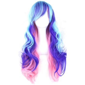 Soowee 11 Farbách Ružová, Modrá Dlhé Vlnité Syntetické Vlasy Strany Cos Strany Vlasy Cosplay Parochne Perruque Peruca Femininas