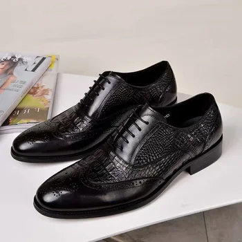 Nový Krokodílej Vintage Módy Mužov Topánky Formálne Šaty Bežné Kožené Topánky Business Svadobné Mokasíny Dizajnér Prízvukom Office Shoes9