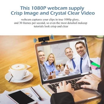 HD 1080P Webcam 110 Stupňov Otočná Smart Web Kamera, USB Ovládač Zadarmo Video Konferencie Kamera Vstavaný Mikrofón pre Notebooky a PC