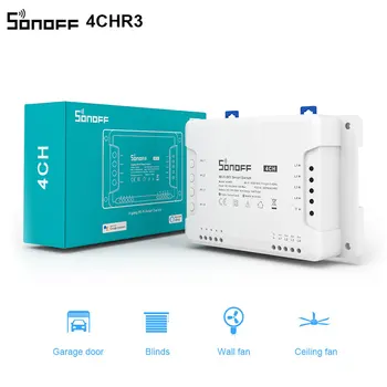 SONOFF 4CH R3 Bezdrôtový Smart Home Radič Wifi Prepínač 4 Gang DIY Smart Switch APP Remote Prepínač Funguje s Alexa Goole Domov