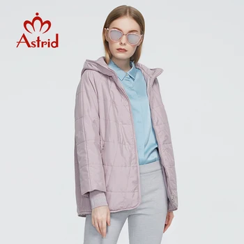 Astrid 2020 Nové Jeseň Zima Žien kabát ženy Vetru teplá vetrovka Plaid fashion tenká Bunda s kapucňou ženské oblečenie 9385