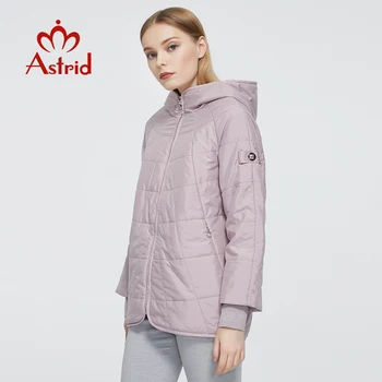 Astrid 2020 Nové Jeseň Zima Žien kabát ženy Vetru teplá vetrovka Plaid fashion tenká Bunda s kapucňou ženské oblečenie 9385