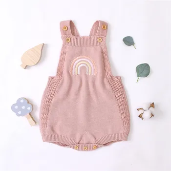 0-24 Mesiacov Rainbow, Popruhu, Pletených Kombinézu Novorodenca Chlapec Dievča Šaty Bez Rukávov Playsuit Jumpsuit Oblečenie Sunsuit