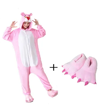 Roztomilý Zvierat Kigurumi Pink Panther Žena Onesie Kapucňou Onesies Pre Deti Dievča Dospelých Jedného Kusu Pyžamo Dlhý Rukáv Sleepwear Pijama