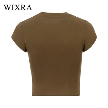 Wixra Základné Top dámske Tričká Bežné Krátky Rukáv Pevné Bavlnené O-Neck T-Shirt Pre Lady Plodín Top Ženy Lete Tees