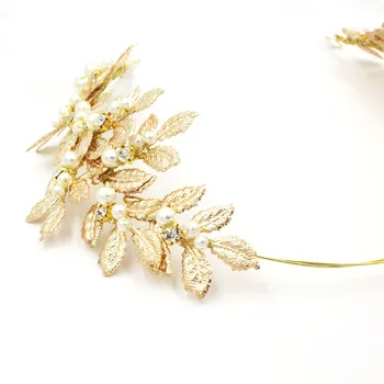 SLBRIDAL Barokovom Štýle Gold&Silver Plated Leaf Drahokamu Perly Svadobná Čelenka Svadobné Headpiece Vlasy Viniča Družičky Ženy