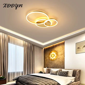 XDDYN Gold/káva/biely rám stropné svietidlo pre obývacia izba jedáleň kruh, krúžok stropné lampy, svietidlá stmievateľné