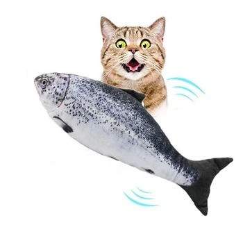 Realistické Losos Cat Hračka Simulácia Elektrických Bábika Ryby Zábavné Interaktívne Domáce Žuvanie Skus Dodávky pre Mačka Kitty Mačiatko Ryby Flop