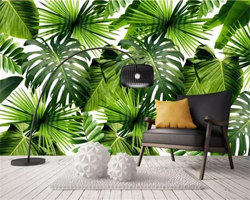 Vlastné Tapetu Foto Čerstvé Rastliny dažďového Pralesa Banán Leaf Pastoračnej nástenná maľba Domova Obývacia Izba, Spálňa Pozadí 3d tapety