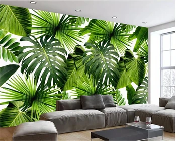 Vlastné Tapetu Foto Čerstvé Rastliny dažďového Pralesa Banán Leaf Pastoračnej nástenná maľba Domova Obývacia Izba, Spálňa Pozadí 3d tapety