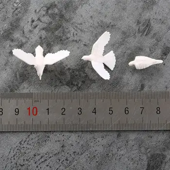 20Pcs Plastové Vtákov Malý Obrázok Hračky Dove Vták Mieru Scenérie Layout 1:75 mierka / 1.5-2.5 cm Biele