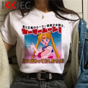 Kawaii Sailor Moon Harajuku T-shirt Ženy Roztomilý Usagi Mačka Anime T Shirt Grafické Ullzang Tričko Bežné Streerwear Top Tees Žena