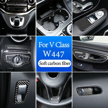 Carbon Fiber Dvere Auta Volant Multimediálne Gears Panel Nálepky Na Mercedes Benz V Triede W447 V260 15-20 Interiéru Príslušenstvo