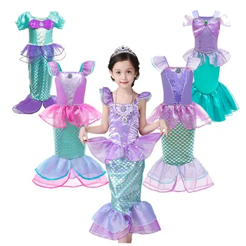 Dievčatá, Malá Morská Víla Ariel Princezná Šaty Cosplay Kostýmy Pre Deti Baby Girl Morská Víla Šaty Deti Karneval Narodeniny Oblečenie