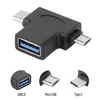 2v1 USB Typ C+Micro USB Typu B pre USB 3.0 Žena OTG Adaptér Konektor pre Android Telefón, Notebook, USB kľúč, Myš, Klávesnica