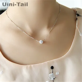 Uini-Chvost klasická horúca 925 sterling silver jednoduchý loptu micro-intarzované náhrdelník kórejský módne príliv prietok vysoko kvalitné šperky GN895