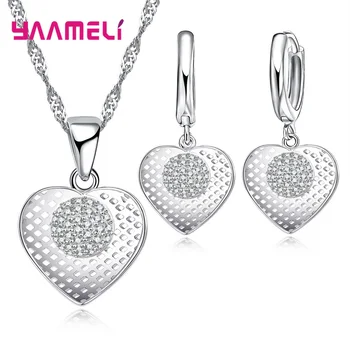 Nové Módne Šperky Set pre Ženy Femme 925 Sterling Silver Vyprázdnené Námestie Srdce Oválne Waterdrop Geometrické Rakúskeho Kryštálu Sady