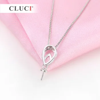 CLUCI 925 sterling silver Drobné crystal Prívesok accessary pre perlový náhrdelník robiť, fit 7-8mm pearl, Ženy, Jemné Šperky SP236SB