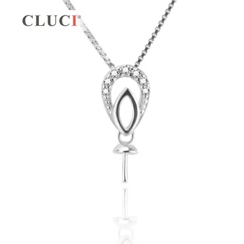 CLUCI 925 sterling silver Drobné crystal Prívesok accessary pre perlový náhrdelník robiť, fit 7-8mm pearl, Ženy, Jemné Šperky SP236SB