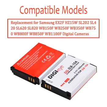 1400mAh SLB-10A SLB 10A Batérie pre Samsung EX2F HZ15W SL202 SL420 SL820 WB150F WB250F WB350F WB750 WB850F WB1100F Kamery
