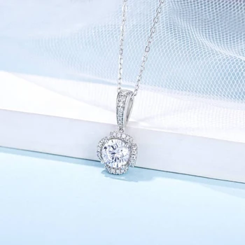 GEM BALET 6,5 mm Kolo Moissanite Diamond Kameň Módne Šperky 925 Sterling Silver Vyhlásenie Náhrdelník Pre Ženy, Svadobné