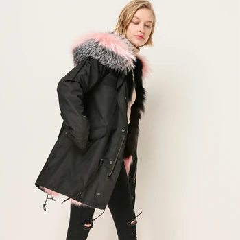 QIUCHEN 2018 Nová zimná bunda dĺžka 88 cm doprava zadarmo vysoko kvalitné reálne fox kožušinu linajkované nepremokavé bunda môže odstrániť vetrovka