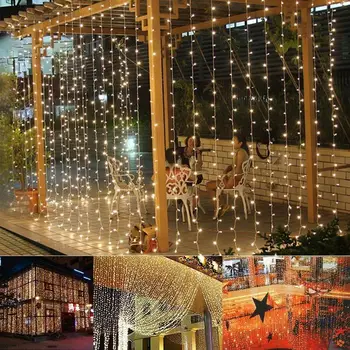 LEDSONLINE Chirstmas Opony Cencúľ String Víla Svetlo 300 LED Okno Svadobné Party Domov Záhrada, Vonkajšie Výzdobu 3X3M