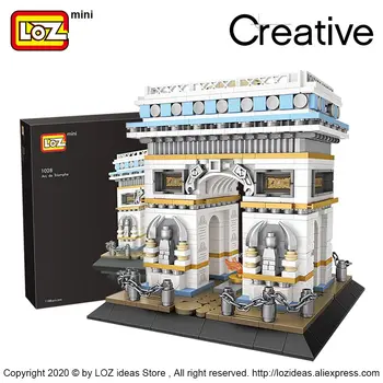 LOZ Mini Blok Mini Ulica Mesto Arc de Triomphe mini malé stavebné bloky budovy model dekorácie puzzle zmontované hračky urob si sám