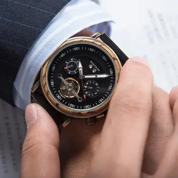 Muži Sledovať BOBO VTÁK Dreva Automatické Mechanické Náramkové hodinky 2020Luxury Módneho priemyslu Chronometra Prispôsobené Svetelný Engrave Darček